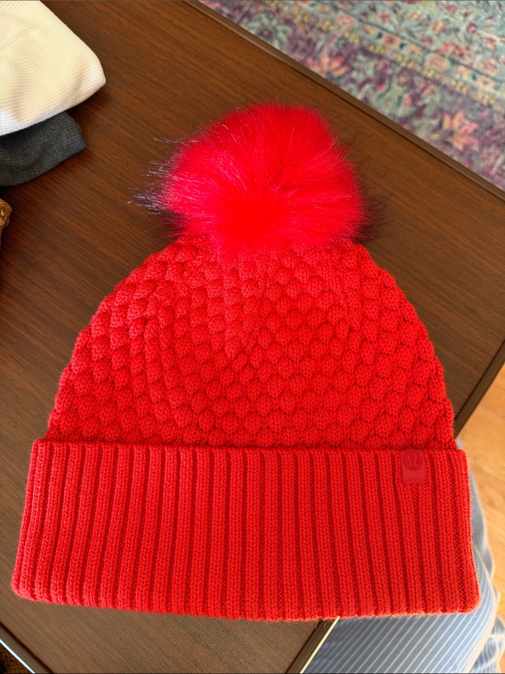 lululemon athletica Red Knit Pom Beanie